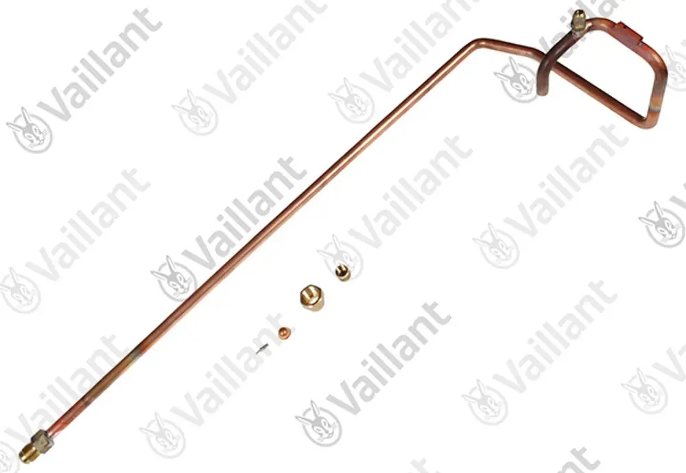 Vaillant Kupferrohr mit verschiedenen Verbindungsstücken, geeignet für Heizungs- oder Sanitärinstallationen, klar strukturiert und funktional.